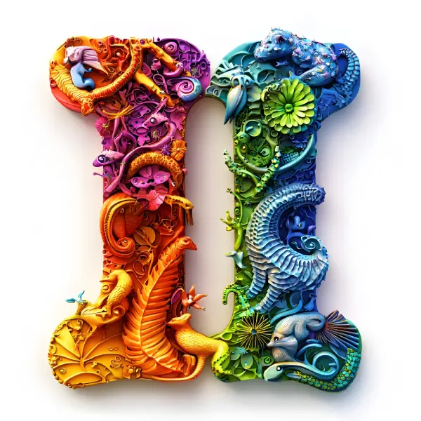 Le nombre maître de la numérologie Figure chiffre 11 en 3d colorée avec des figures fleurs et animaux pour illustrer la numérologie