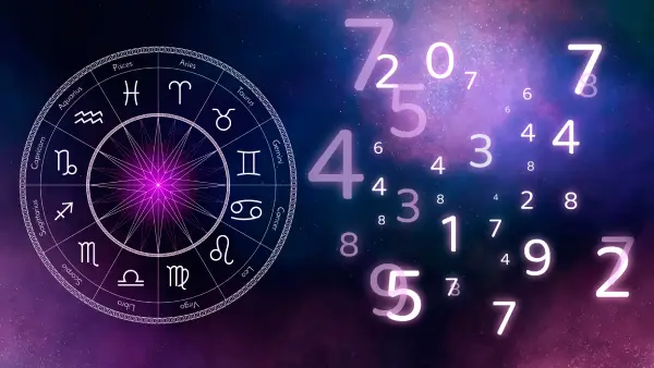 La numérologie et prédictions de la voyance en ligne Figure lastrologie dans un cercle et la numérologie des chiffres dans lespace